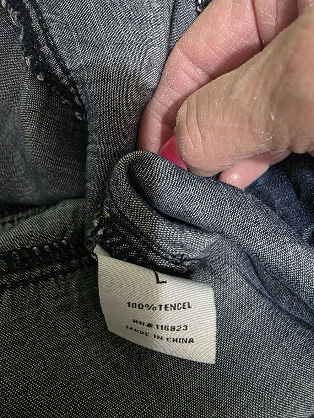 easel Washed Blue Denim Button-Front Shirt Dress - Picture 6 of 6